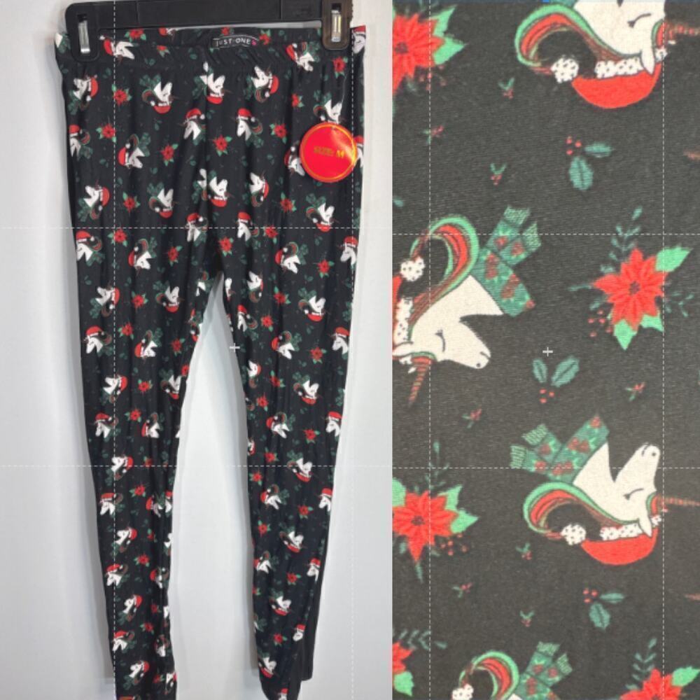 Just One Christmas Holiday Theme ‎ Plaid Leggings 2 Pcs Women's Medium NWT